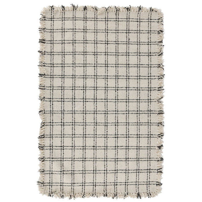 Bradbury - 1' x 1' Wool Check Rug - Ivory/Black