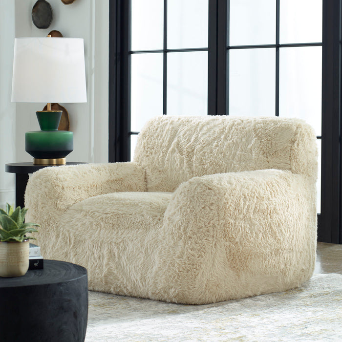 Abide - Sheepskin Accent Chair - Beige