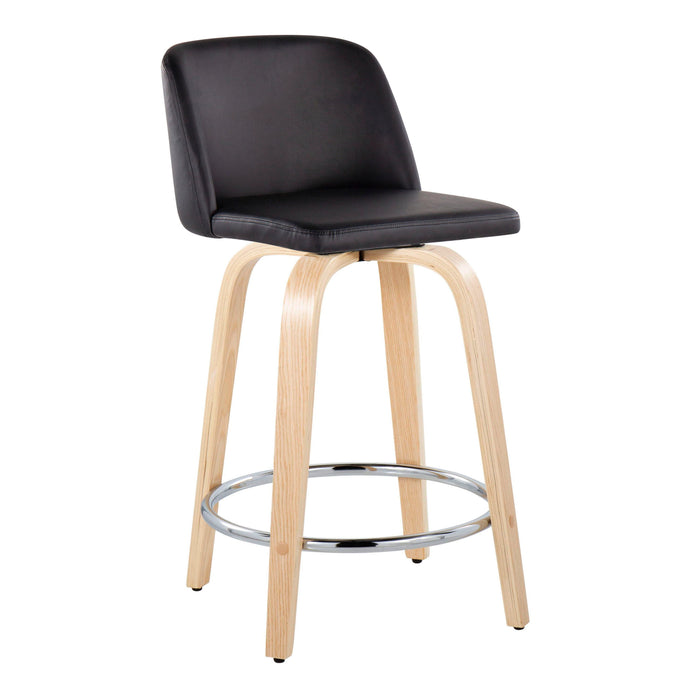 Toriano - Contemporary Fixed Height Counter Stool & Swivel And Round Footrest (Set of 2)