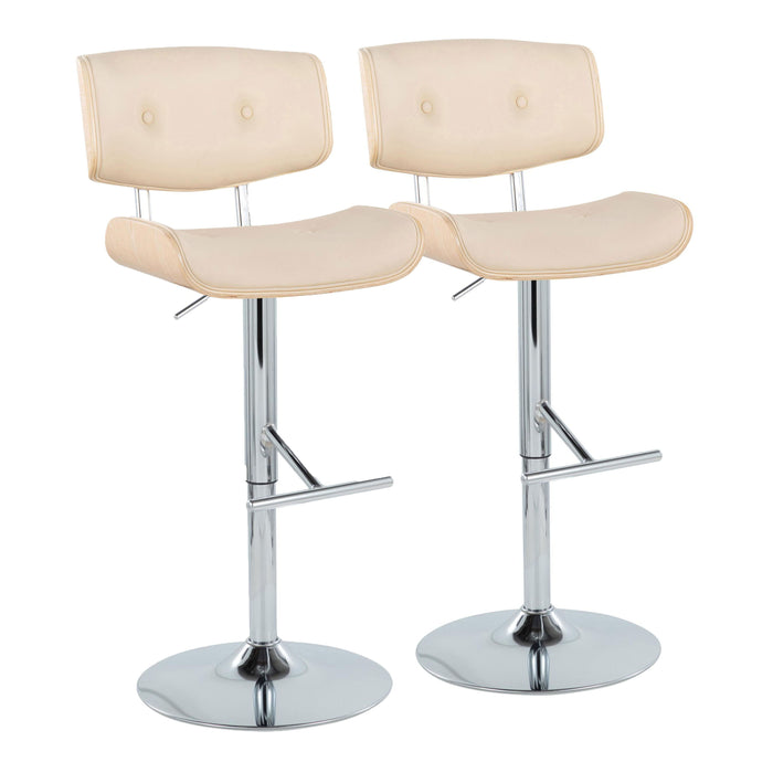 Lombardi - Contemporary Adjustable Barstool With Swivel With Straight T Footrest (Set of 2)