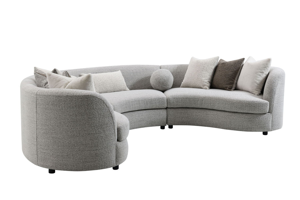 Ivria - Boucle Sectional Sofa With 9 Pillows - Gray