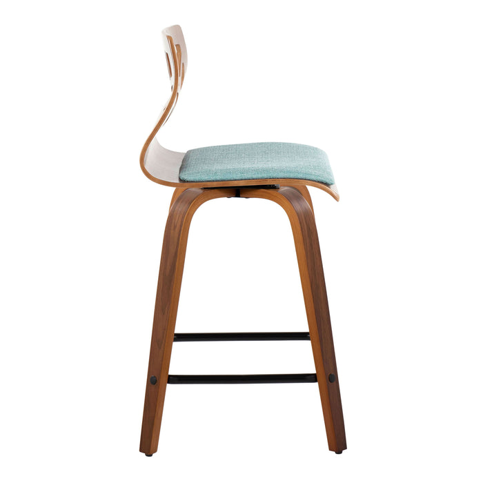 Folia - Mid Century Modern Fixed Height Counter Stool With Swivel With Square Footrest (Set of 2)