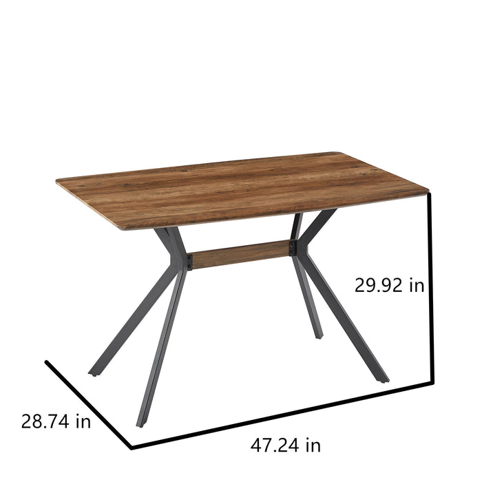 Modern Minimalist Style Dining Table MDF Wooden Top Metal Shelf Metal Heat Transfer Legs Leveling Feet For Dining Room Kitchen Office Table - Walnut / Black