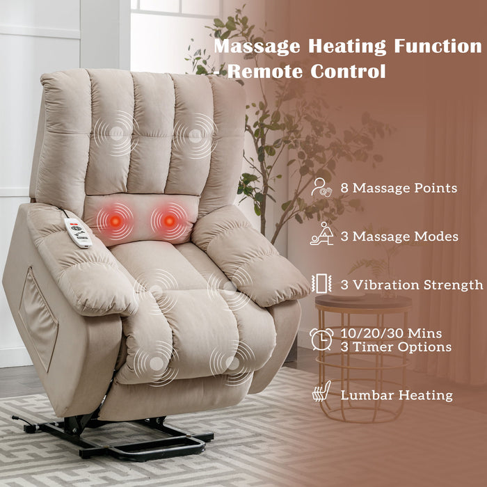 Massage Recliner Chair Electric Power Lift Recliner Chairs With Heat, Vibration, Side Pocket For Living Room Bedroom