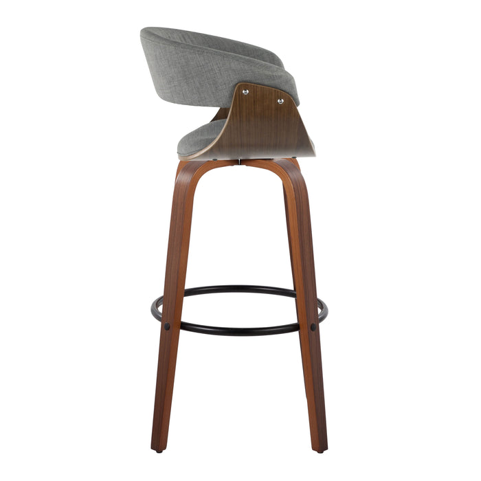 Vintage Mod - Mid Century Modern Fixed Height Barstool With Swivel & Round Footrest (Set of 2)