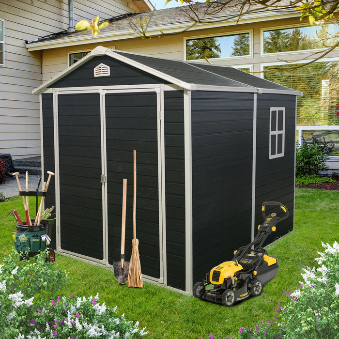 Resin Outdoor Storage Shed Kit Perfect To Store Patio Furniture - Black