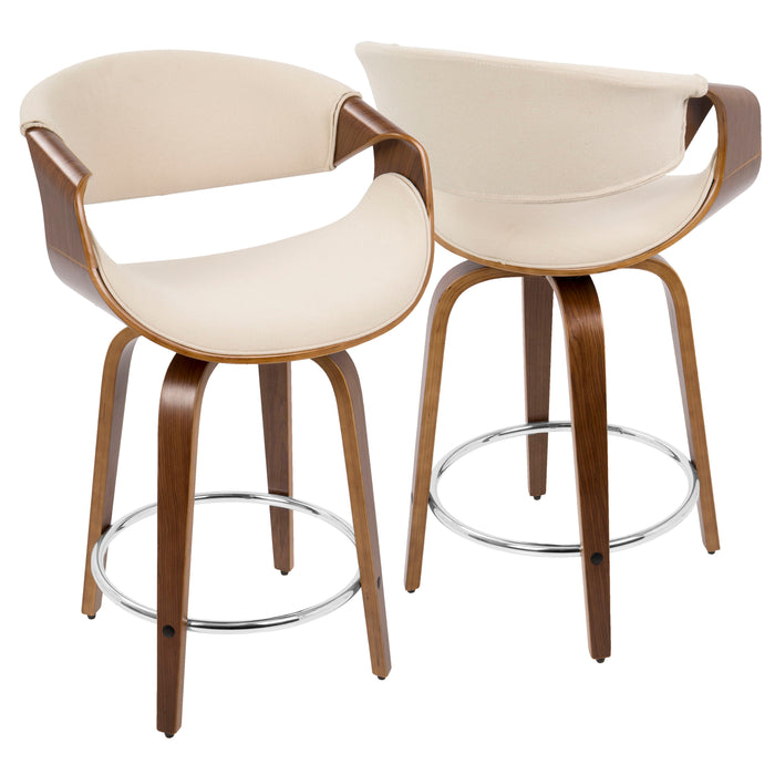 Curvini - Mid Century Modern Counter Stool (Set of 2)