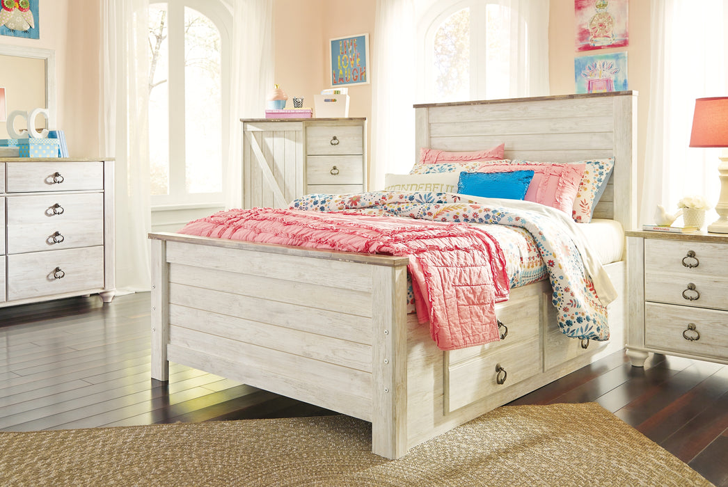 Willowton  Panel Bed With 2 Storage Drawers