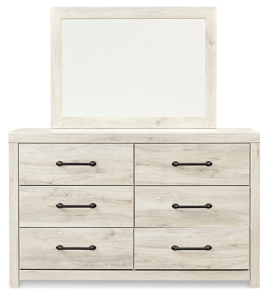 Cambeck Full Panel Bed with 4 Storage Drawers with Mirrored Dresser, Chest and 2 Nightstands