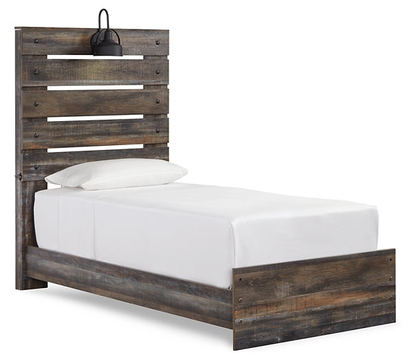 Drystan Twin Panel Bed with Mirrored Dresser, Chest and 2 Nightstands