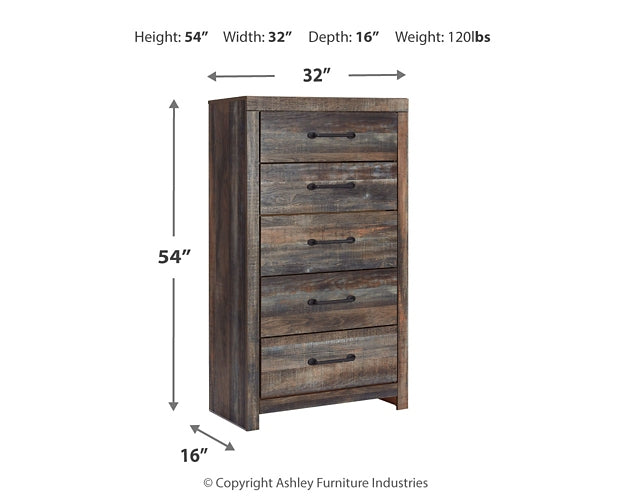 Drystan Full Bookcase Bed with 2 Storage Drawers with Mirrored Dresser and Chest