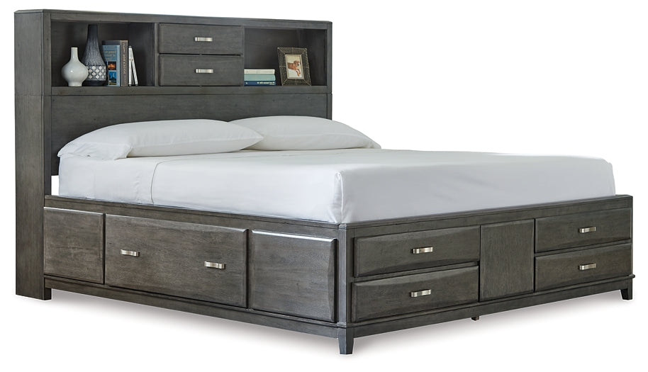 Caitbrook  Storage Bed With 8 Storage Drawers With Mirrored Dresser, Chest And Nightstand