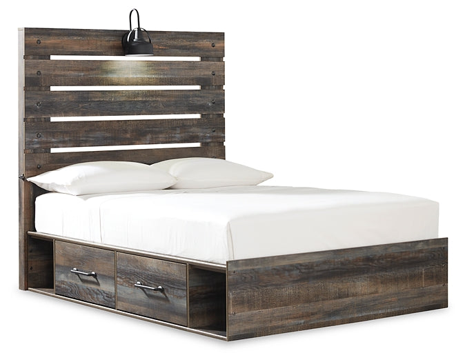 Drystan Twin Panel Bed with 2 Storage Drawers with Mirrored Dresser, Chest and 2 Nightstands