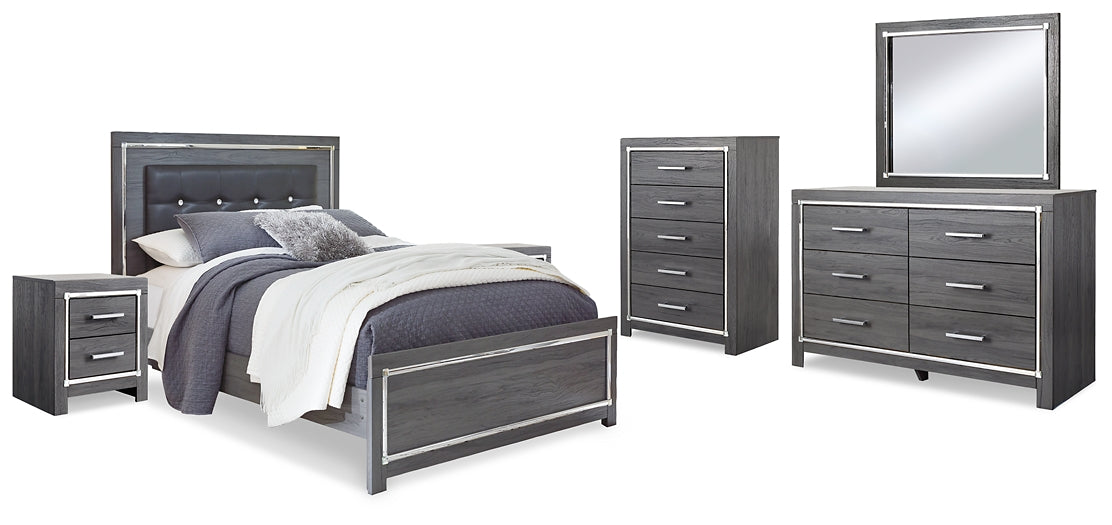 Lodanna Queen Panel Bed with Mirrored Dresser, Chest and 2 Nightstands