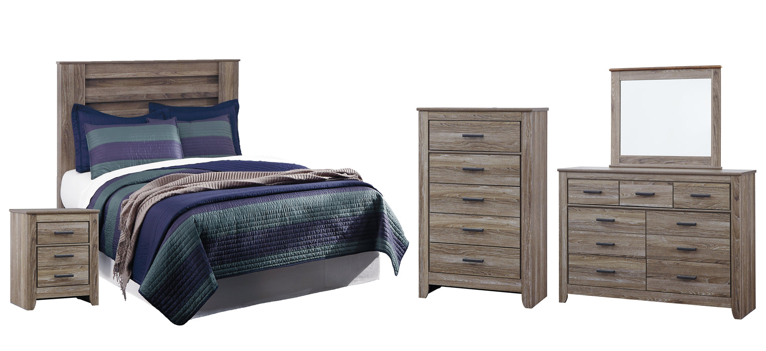 Zelen / Panel Headboard With Mirrored Dresser, Chest And Nightstand