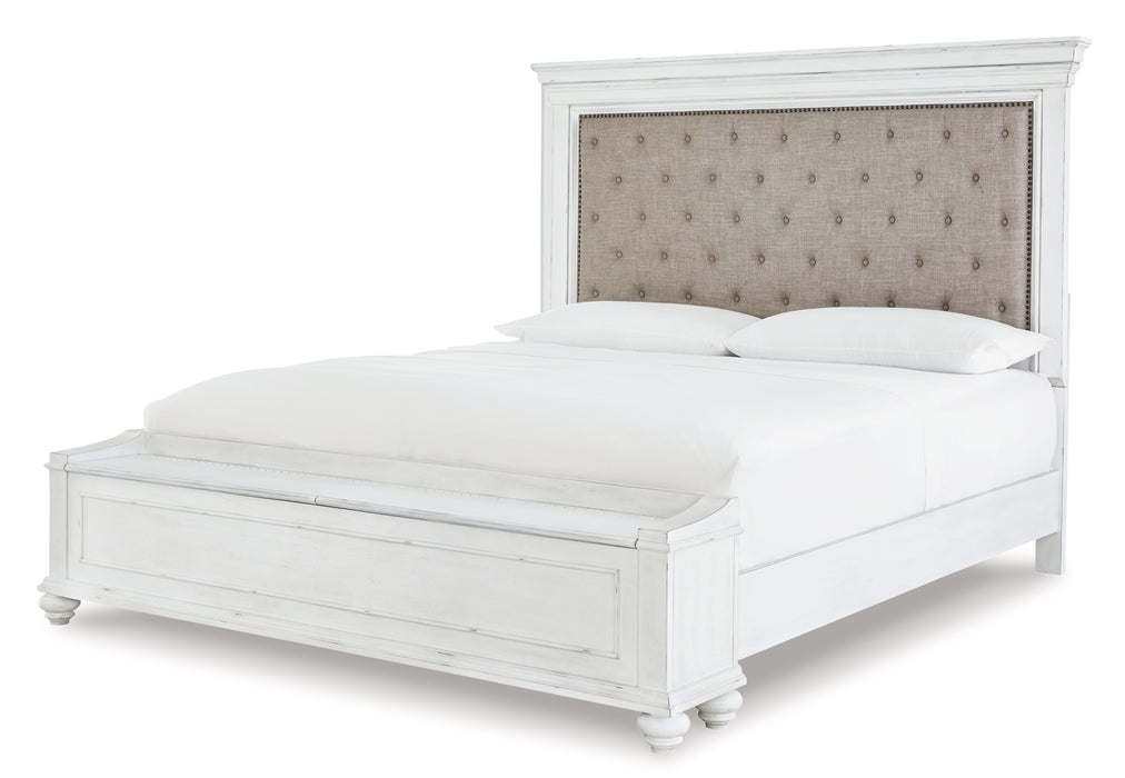 Kanwyn Queen Panel Bed with Storage with Mirrored Dresser, Chest and Nightstand