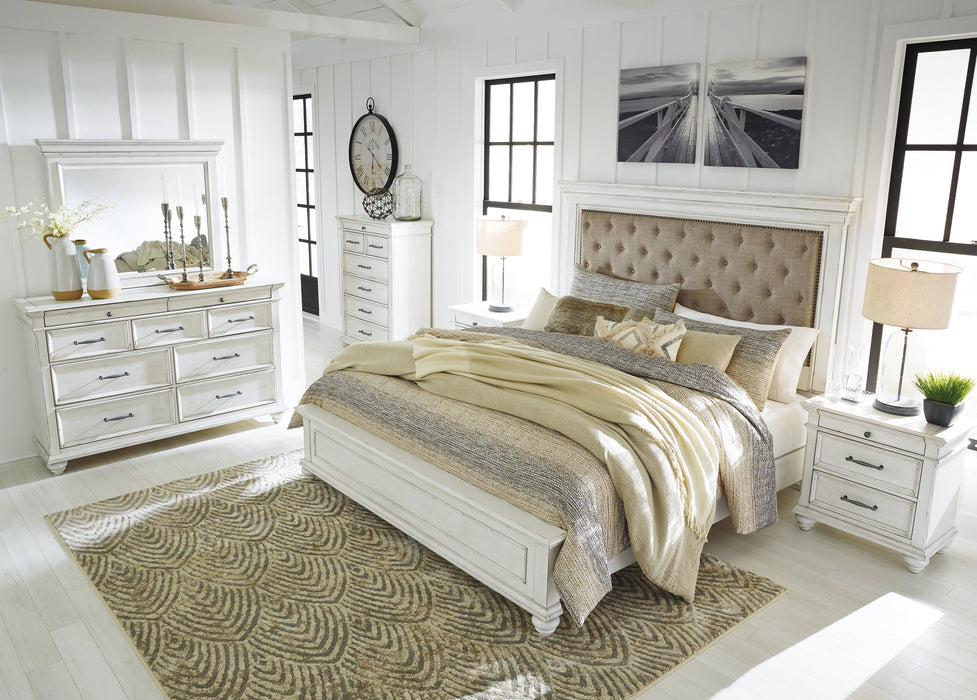 Kanwyn Queen Panel Bed with Mirrored Dresser, Chest and 2 Nightstands