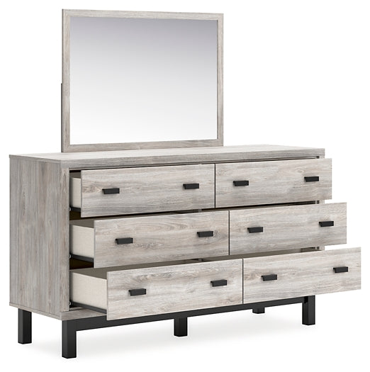 Vessalli King Panel Headboard with Mirrored Dresser and Chest