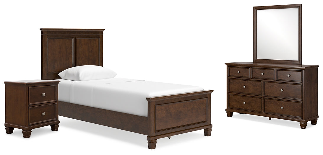 Danabrin Twin Panel Bed with Mirrored Dresser and Nightstand