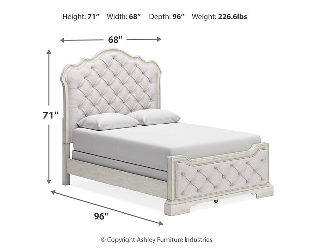 Arlendyne Queen Upholstered Bed with Mirrored Dresser