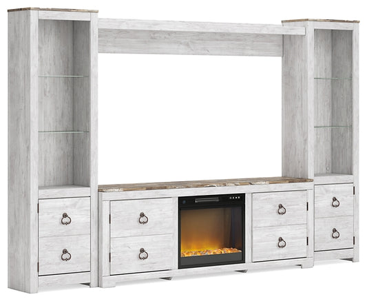 Ashley Express - Willowton 4-Piece Entertainment Center with Electric Fireplace