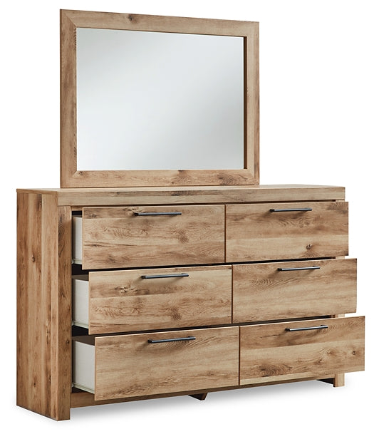 Hyanna Queen Panel Bed with Storage with Mirrored Dresser and Chest