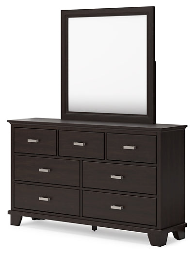 Covetown Twin Panel Bed with Mirrored Dresser