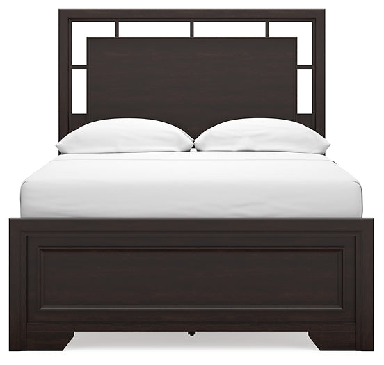 Covetown Full Panel Bed with Mirrored Dresser, Chest and 2 Nightstands