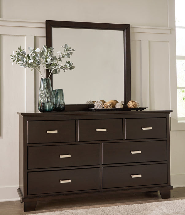 Covetown Full Panel Bed with Mirrored Dresser