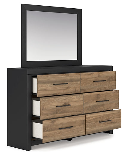 Vertani Twin Panel Bed with Storage with Mirrored Dresser and Chest